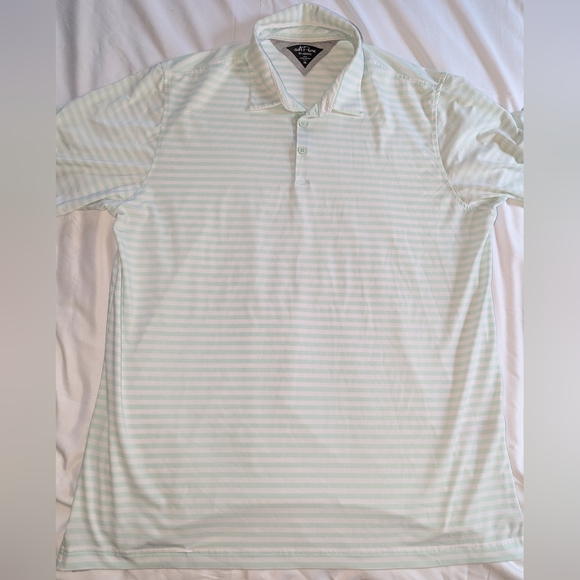 adidas Other - Adidas Adipure Men's XL Light Green Striped Golf‎ Polo Shirt With PGA Tenn Logo
